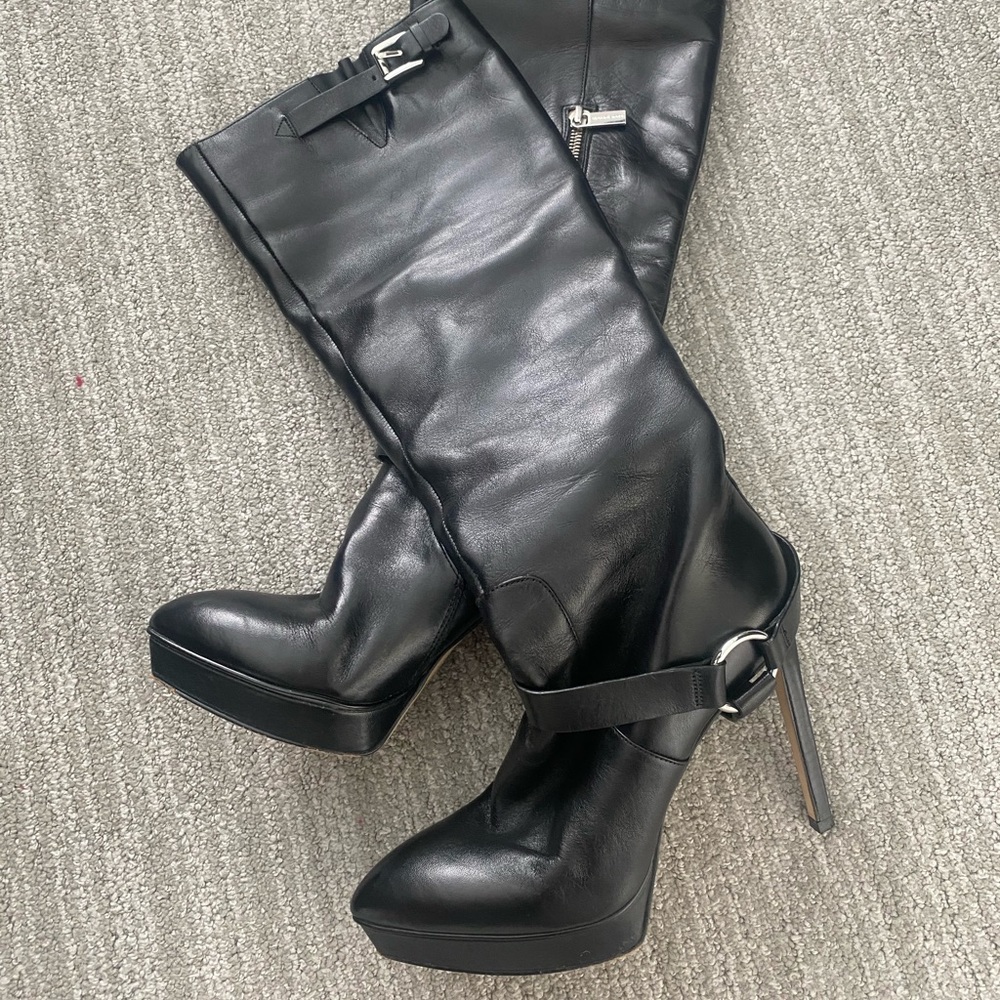 Knee High Michael Kors Black Leather Boots - Picture 3 of 7